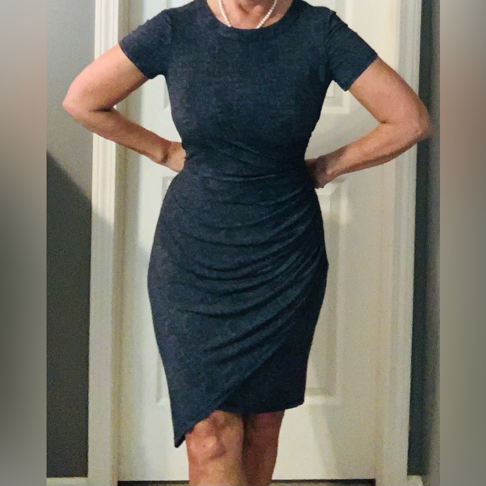 Gray Asymmetrical Dress with Rushing